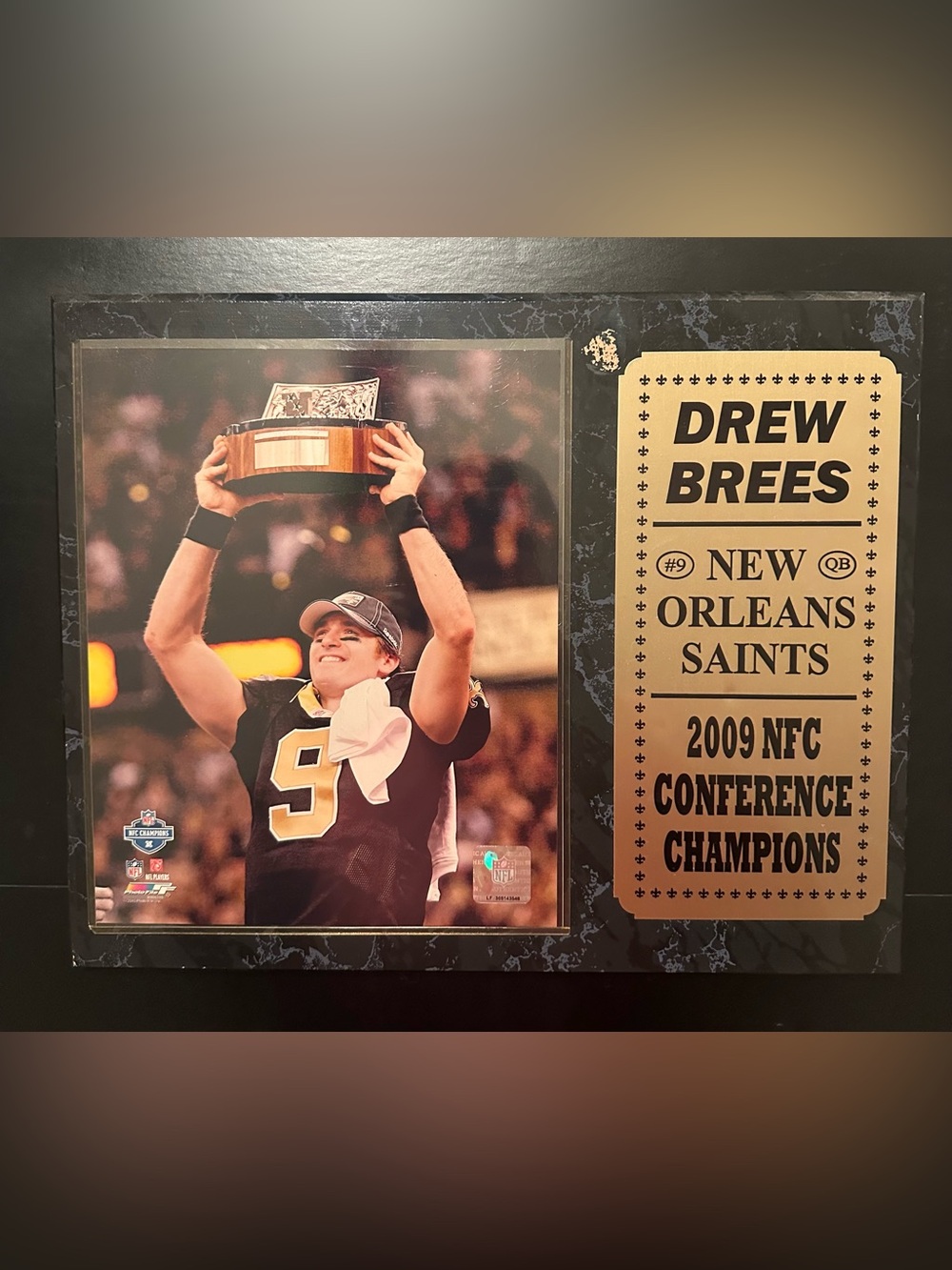 Drew Brees 2009 NFC Championship Plaque